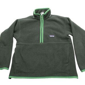 Patagonia Jacket Youth Large Green Synchilla Marsupial 1/2‎ Zip Pullover Fleece
